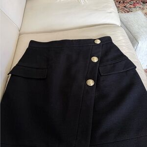 Balmain Jupe Black Wrap Effect 3-button Skirt
